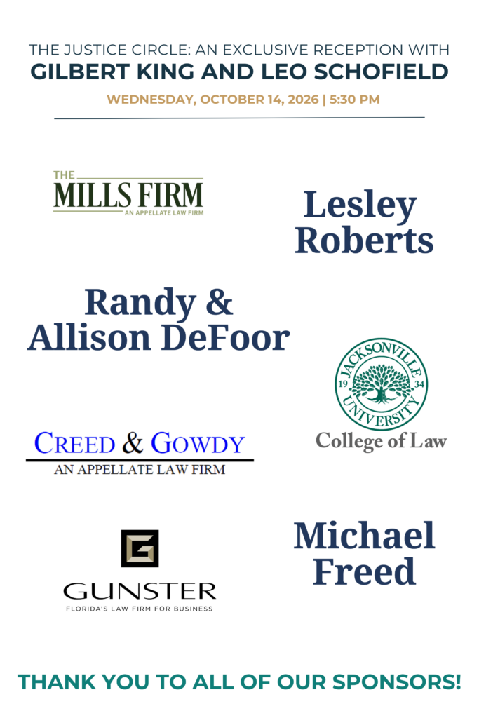 Justice Circle Reception Sponsor Board 2026